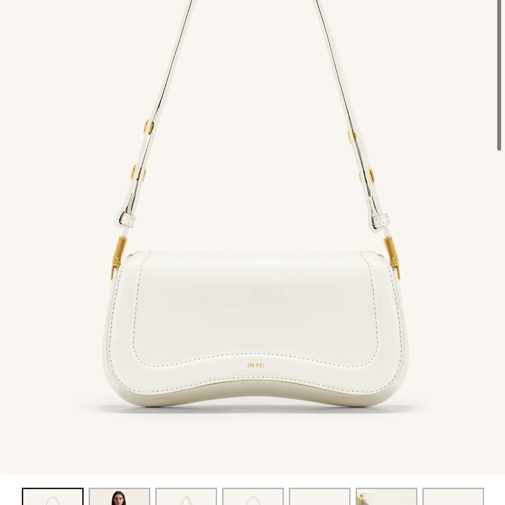 JW PEI Cream Shoulder Bag with Gold Accents
